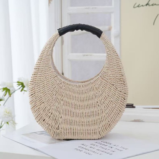 Hand-Woven Straw Bag — Stylish, Artistic, and Minimalist Handbag | Casual Travel, Beach & Vacation Tote for Women